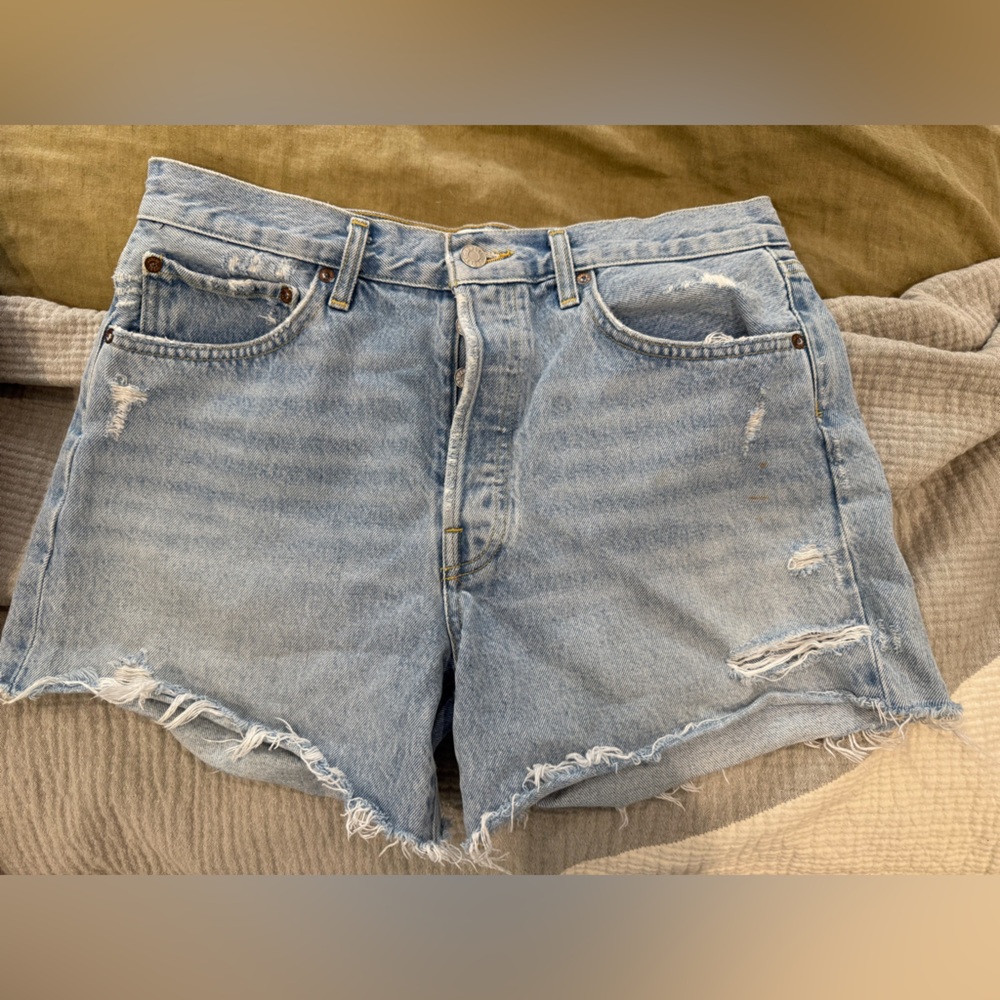 AGOLDE Parker Long / Women's Distressed Denim Shorts
